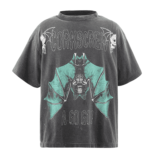Upside-down Bat Print Short Sleeve