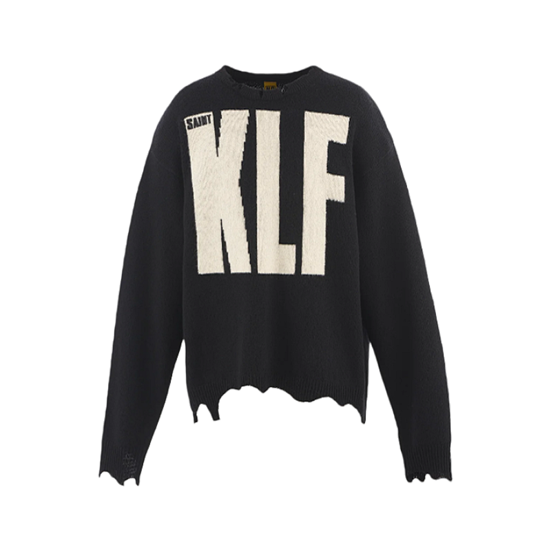 Collaboration Klf Letter Jacquard Crew Neck Sweater