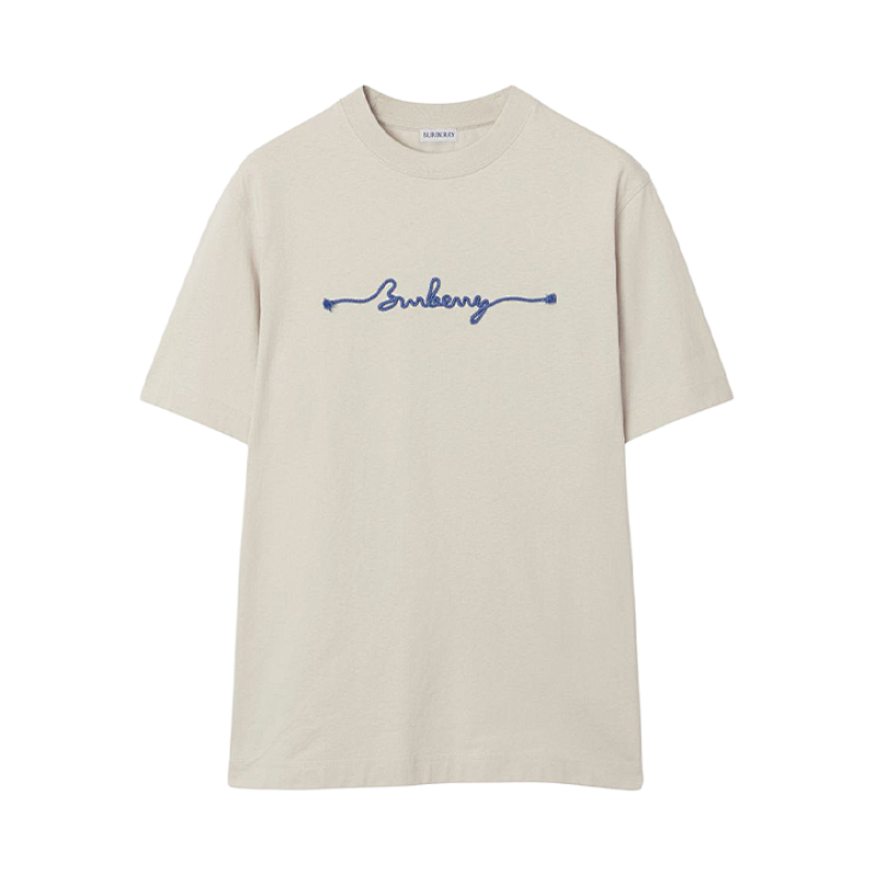 Blue Short-Sleeve Shirt With Rope Embroidery