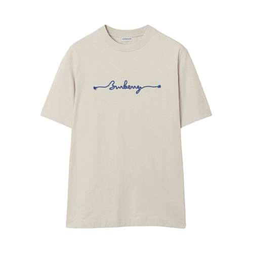 Blue Short-Sleeve Shirt With Rope Embroidery