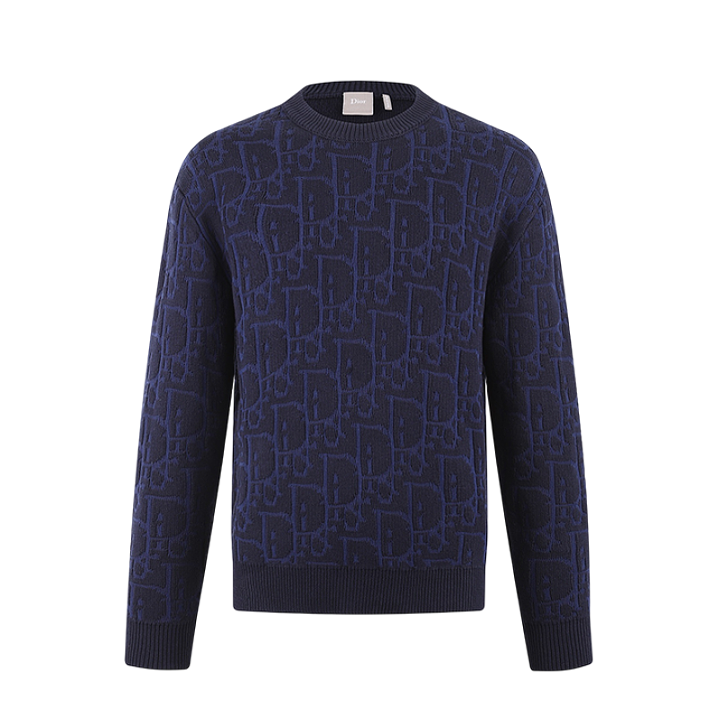 Cotton Blend Jacquard Logo Knit Sweater