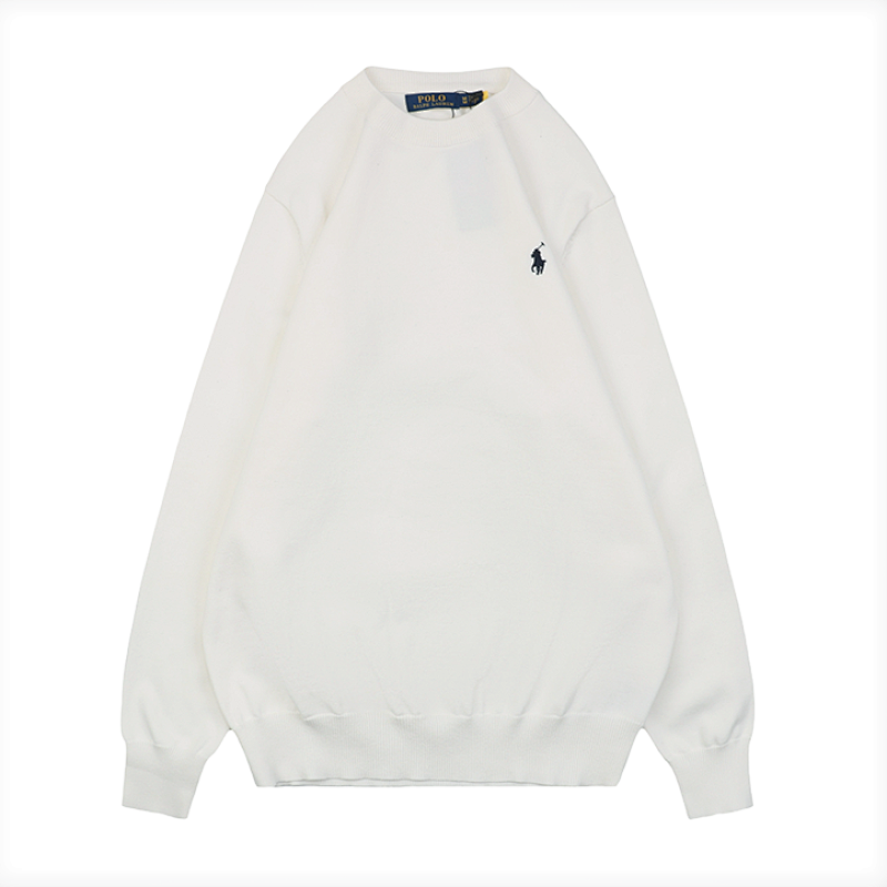 RL 25Fw Pony Logo Crew Neck Sweater - White