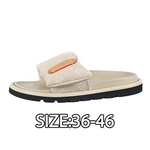 Reading Glasses Print Open-Toe Slide Sandals Milk Tea Color