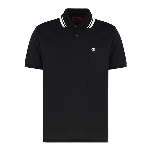 Black Polo Shirt With Small Double G Pockets