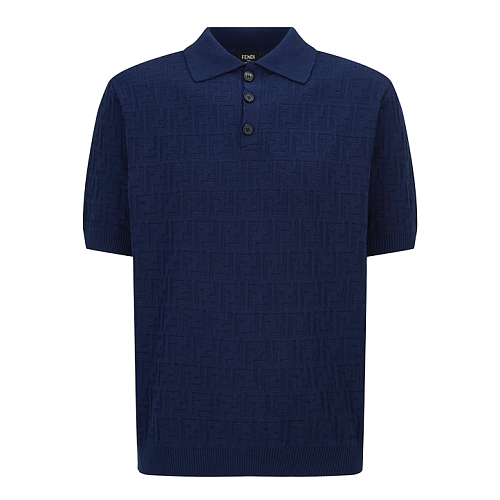 Double-F Jacquard Logo Knit Polo Shirt