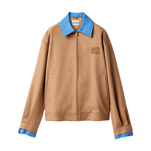 Camel Hair Color-blocked Jacket