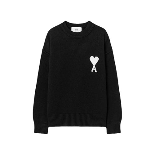 Black And White Jacquard Crew Neck Sweater