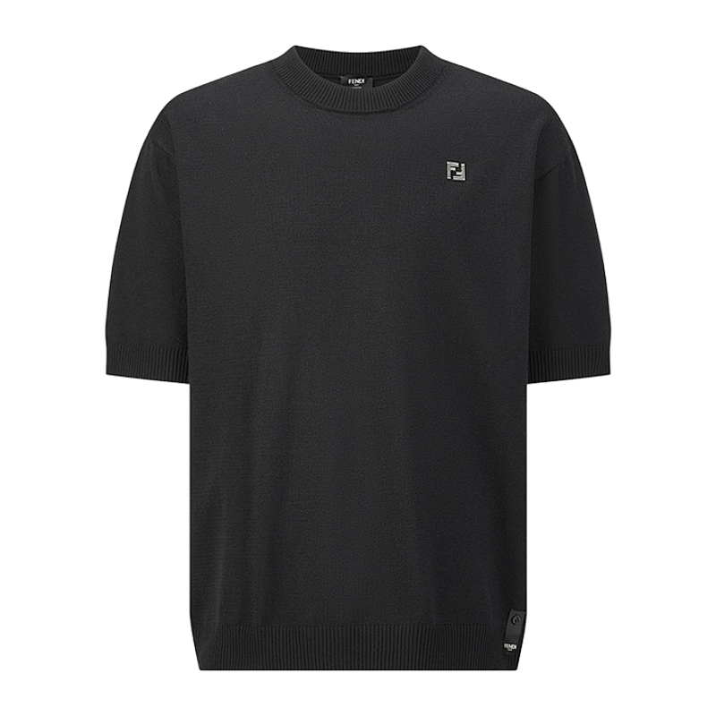 Double F Hardware Label Cotton Wool Knit Short Sleeve