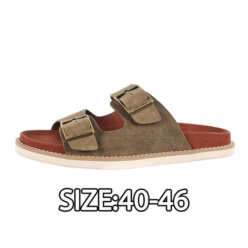 Platform Suede Flip-Flops Olive Brown