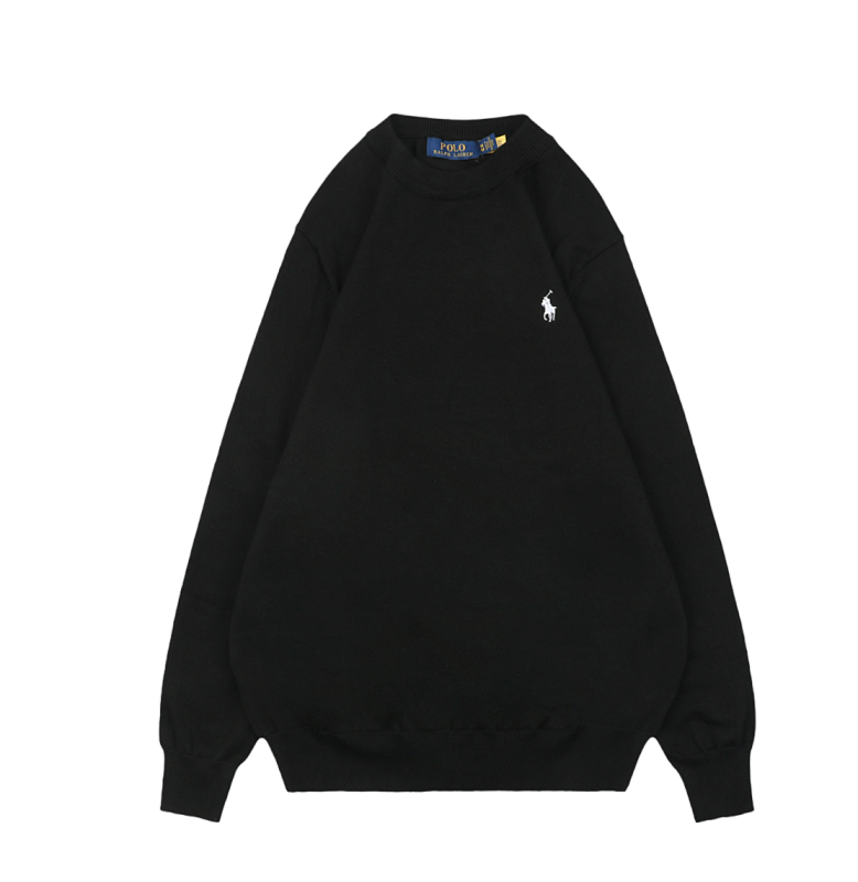 RL 25Fw Pony Logo Crew Neck Sweater - Black With White Label