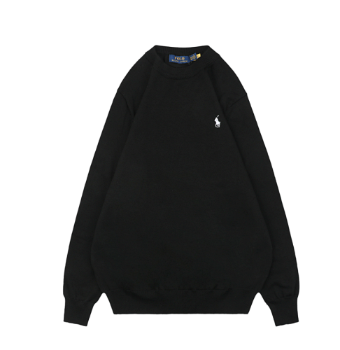 RL 25Fw Pony Logo Crew Neck Sweater - Black With White Label