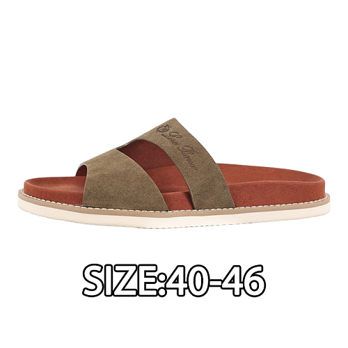 Double-strap Slippers Khaki Brown
