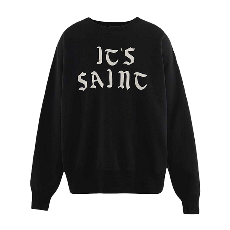 S M Gothic Flocked Letter Crewneck Sweatshirt