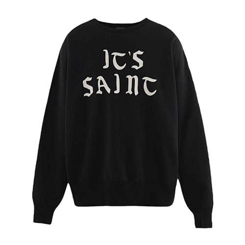 S M Gothic Flocked Letter Crewneck Sweatshirt