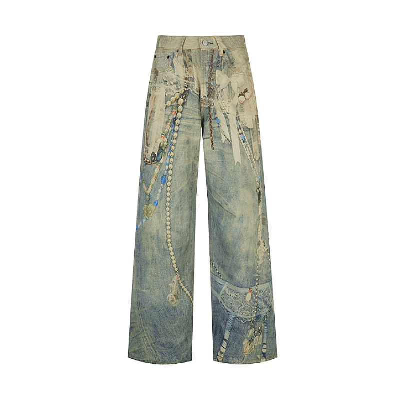 Acne Studios Plexicon Print Denim Jeans