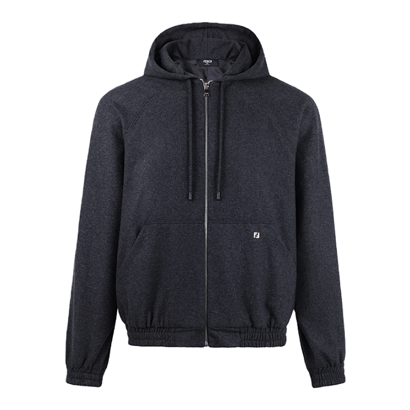 Hooded Zip-Up Cashmere Sweatshirt Jacket