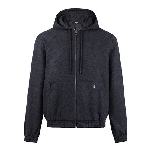 Hooded Zip-Up Cashmere Sweatshirt Jacket
