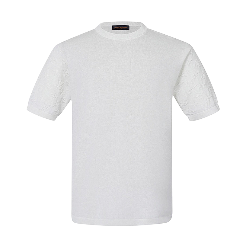 Cotton Jacquard Crew-Neck Short-Sleeve T-Shirt