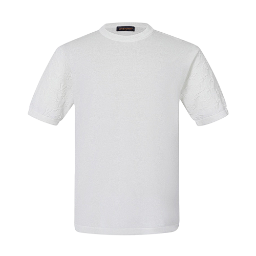 Cotton Jacquard Crew-Neck Short-Sleeve T-Shirt
