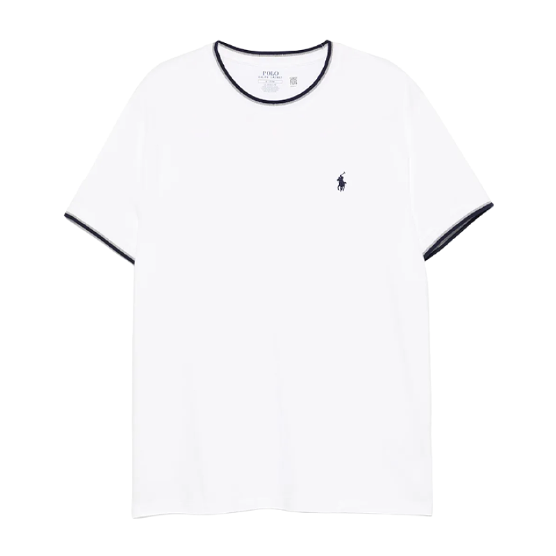 Piqué Round Neck Color-blocked Short-sleeved Shirt