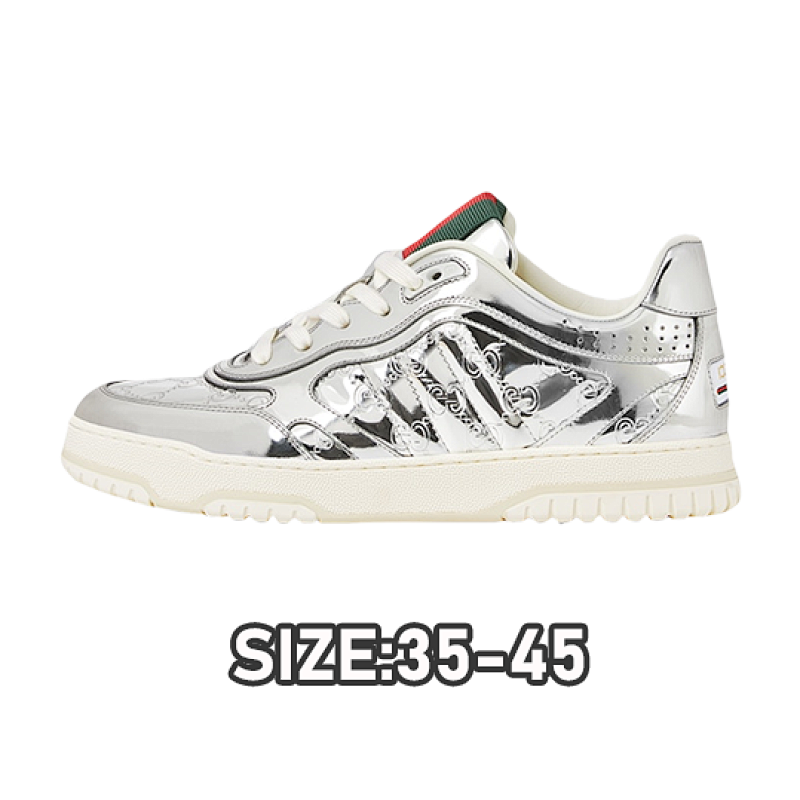 Gucci G Ucci Re-Web Leather SneakersLow-top All-match White Sports Sneakers
