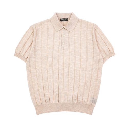 Heathered Ribbed Polo Short Sleeve