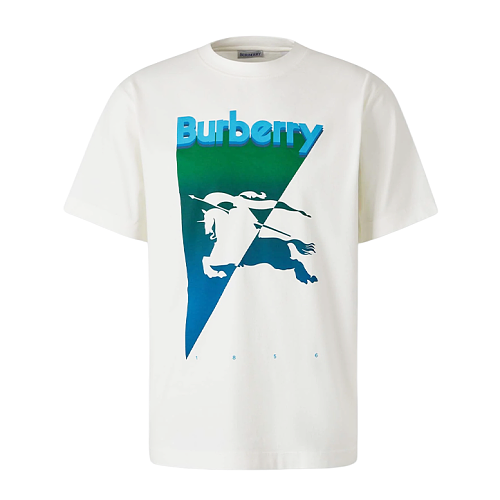 Inverted Triangle Gradient Warhorse Print Short-sleeved Shirt
