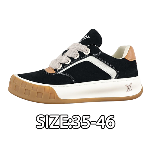 Cowhide Leather Biscuit Shoes Black Suede
