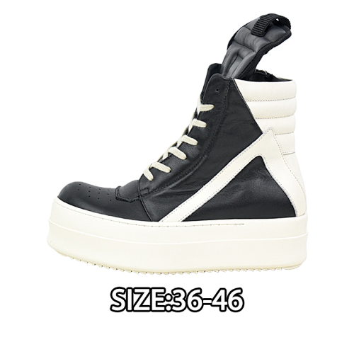 RO High-Top Leather Platform Shoes Black And White