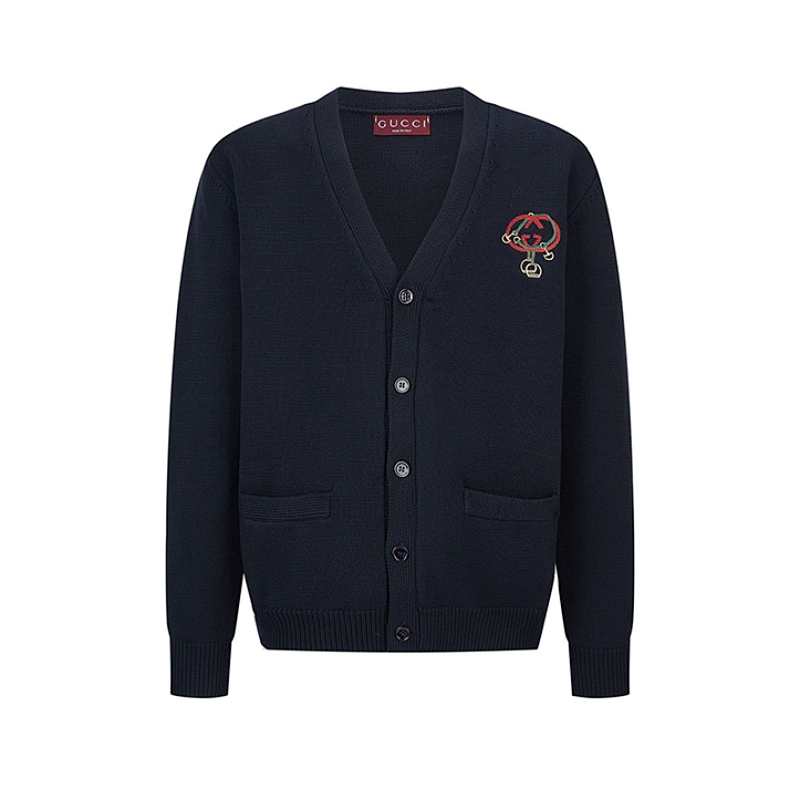 Gucci Year Lantern Embroidered Knit Cardigan