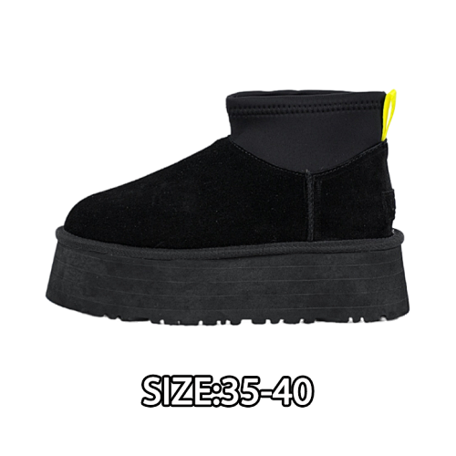 5cm Thick-soled Pencil Boots Short-sleeved Black