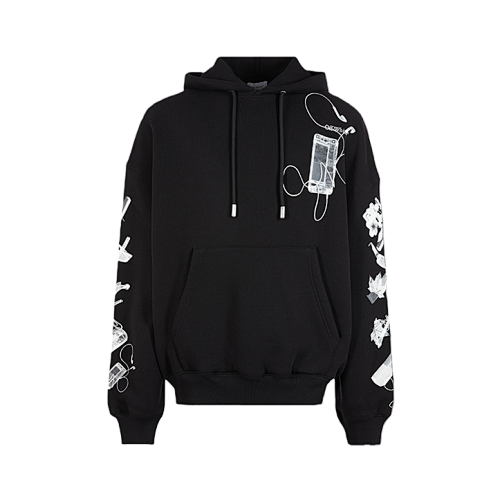 O FF Digital Headphones Arrow Print Hooded Sweatshirt