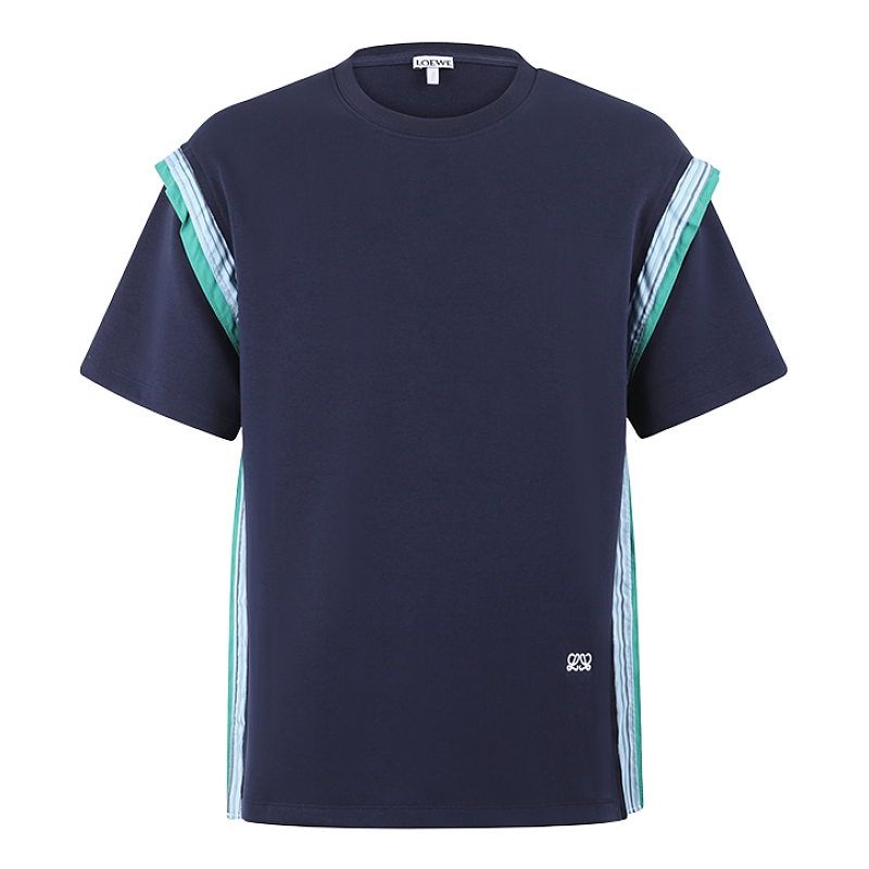 Embroidered Logo Cotton-blend Striped Decorative T-shirt