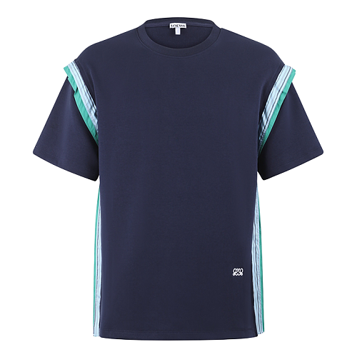 Embroidered Logo Cotton-blend Striped Decorative T-shirt