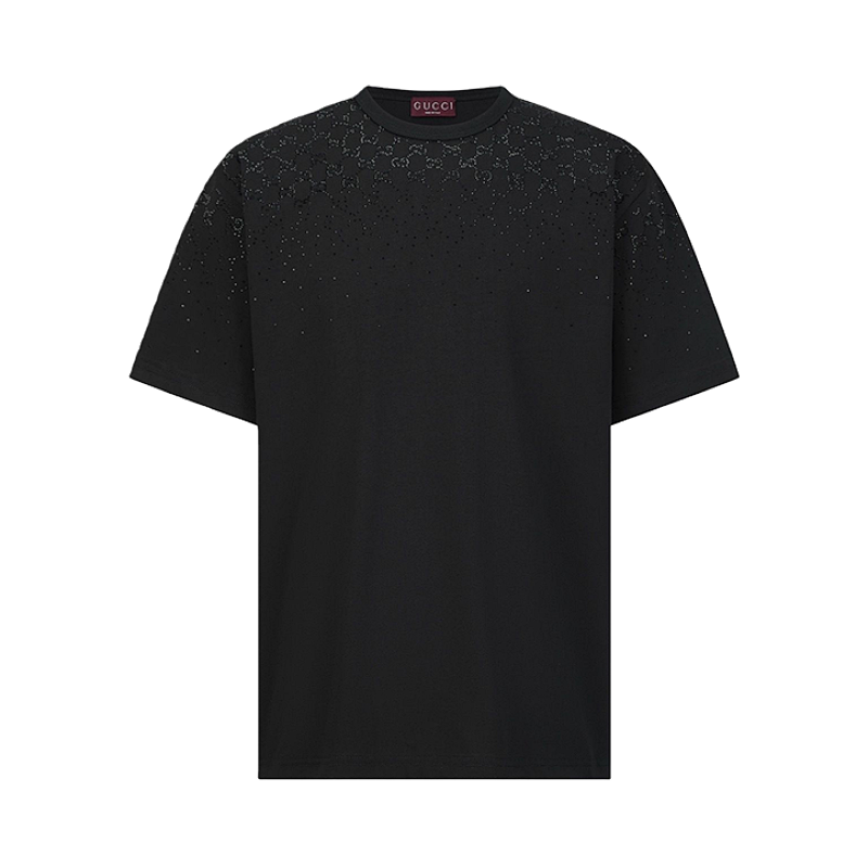 Gucci Rhinestone Double G Logo Short-Sleeve T-Shirt
