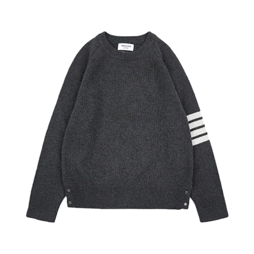 TB Four-stripe Wool Crew Neck Sweater - Smoky Gray