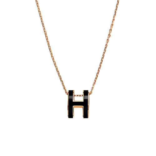 H Large Black Gold Necklace Rose Gold