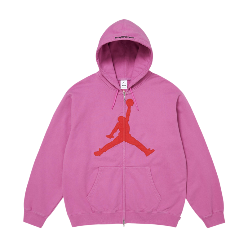 Supreme Embroidered Sweatshirt Featuring The Flying Man Dunk And Zipper Detail