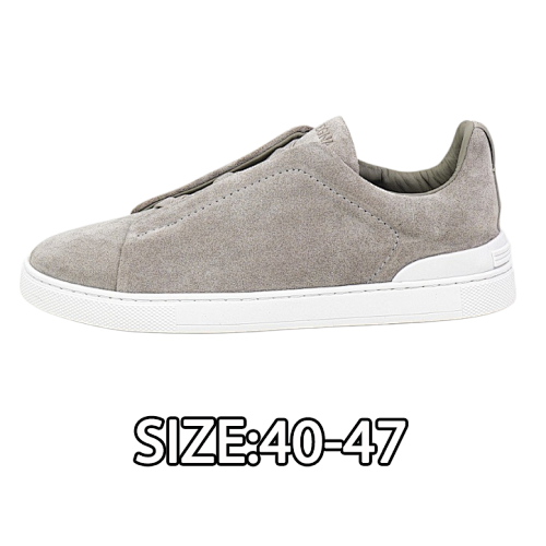 Zegna Triple Stitch Leather Round Toe Low-Top Sneakers. Made From Tumbled Calfskin With Ri
