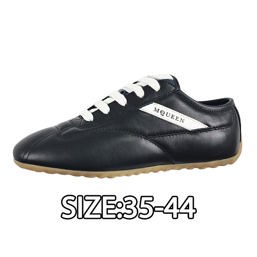 Alexander McQueen Suede Round-toe Color-block Panel Sneakers Black And White