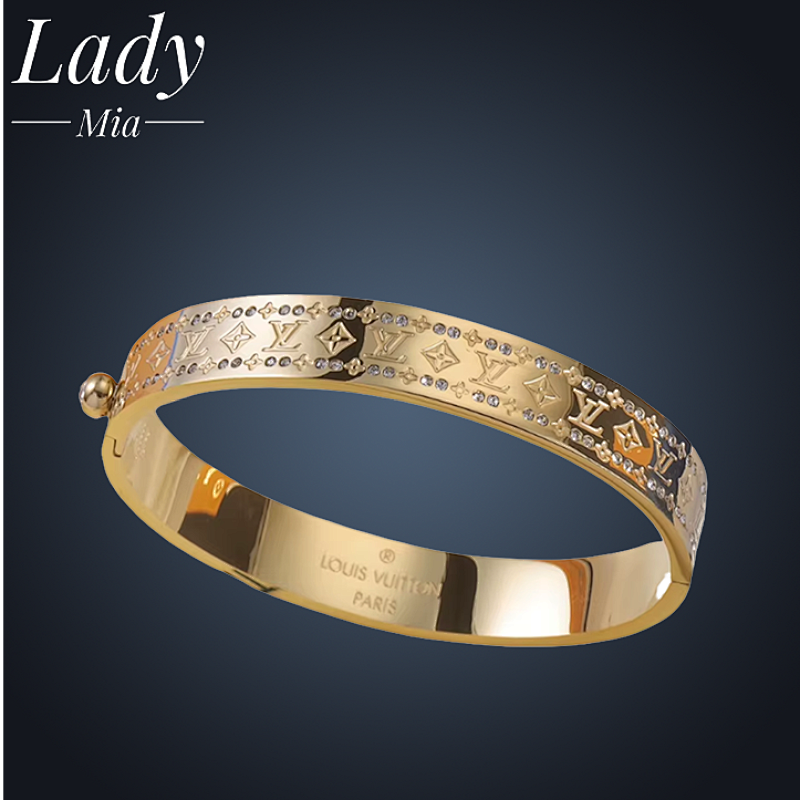 Louis Vuitton Engraved Printed Bracelet Gold