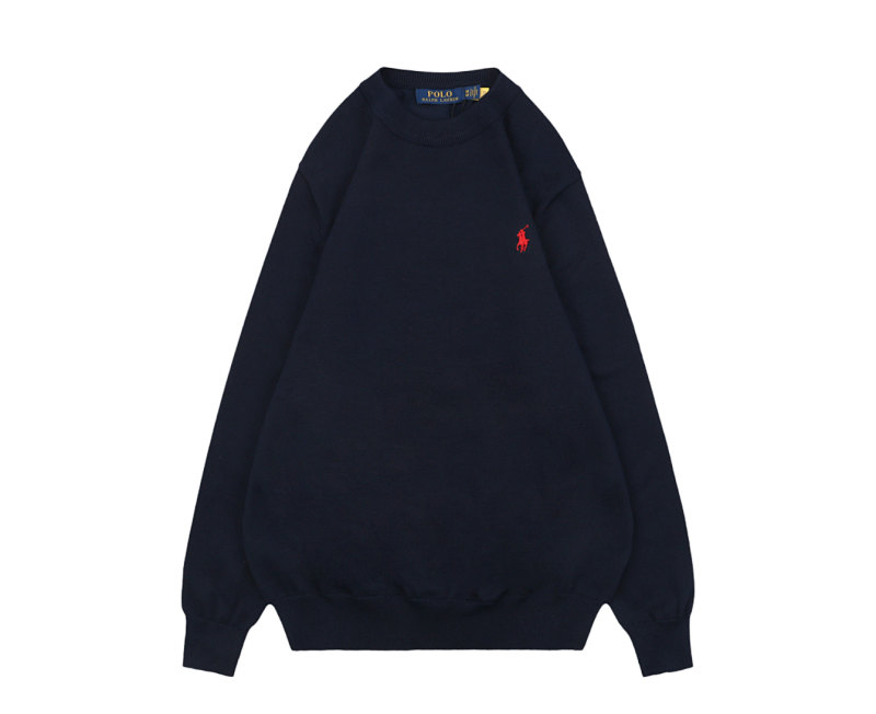 RL 25Fw Pony Logo Crew Neck Sweater - Navy Red Label