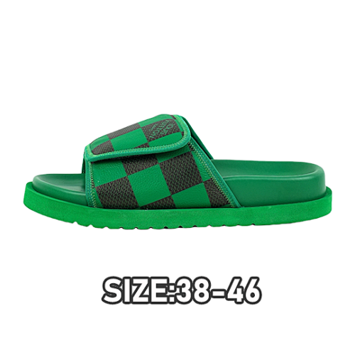 39 L V Miami Damier Round Toe Flip Flops Green