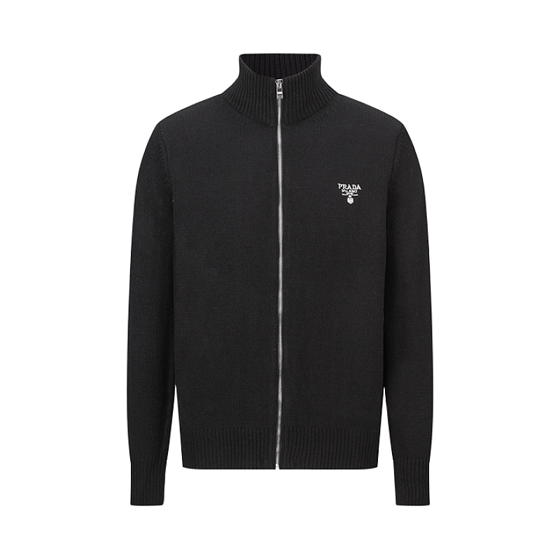 Prada Wool Embroidered Zip-Up Cardigan