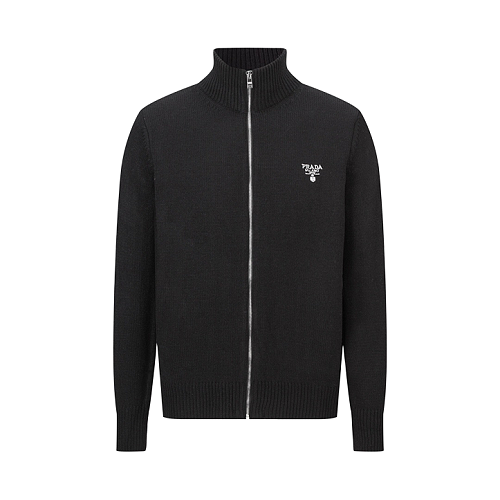 Prada Wool Embroidered Zip-Up Cardigan