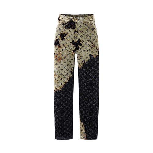 Faded Cloud Pattern Loose-fitting Jeans