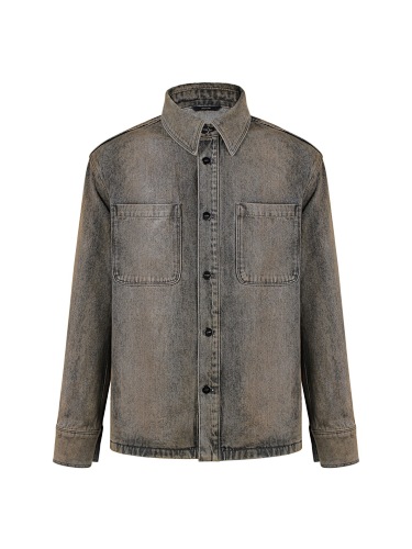 Lapel Single-breasted Over-dyed Denim Jacket