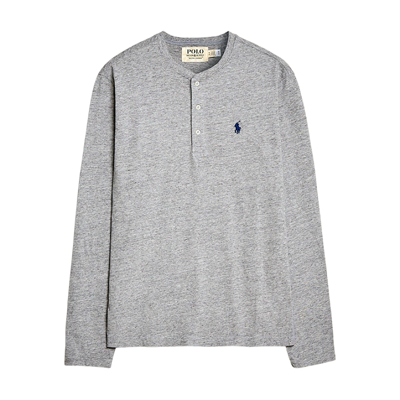 Small Ponytail Henry Collar Long Sleeve