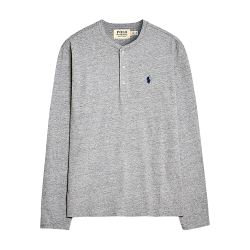 Small Ponytail Henry Collar Long Sleeve