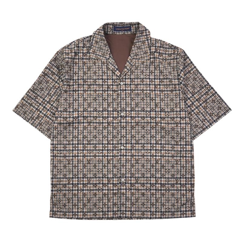 Brown Tone Vintage Plaid Short-Sleeve Shirt